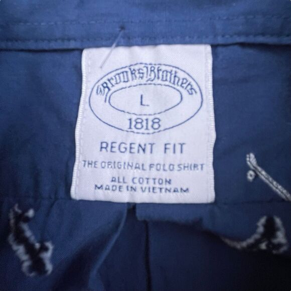 Brooks Brothers Shirt Men Large Blue Skateboard Embroidery Regent Fit Skate Polo - Picture 5 of 13